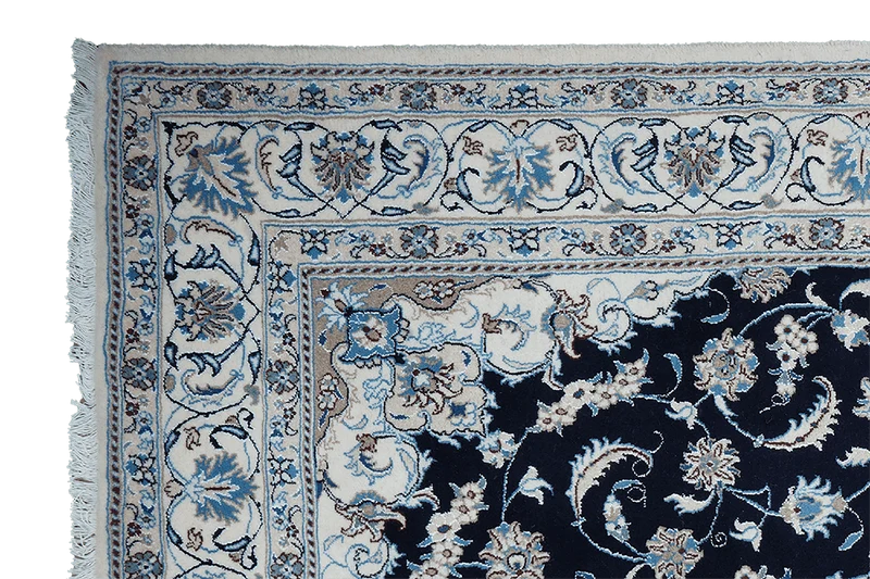 Nain 12La · Handgeknüpft – Blau, 298x196 cm