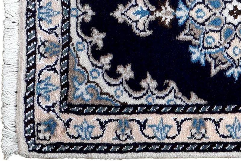 Nain 12La · Handgeknüpft – Blau, 59x37 cm