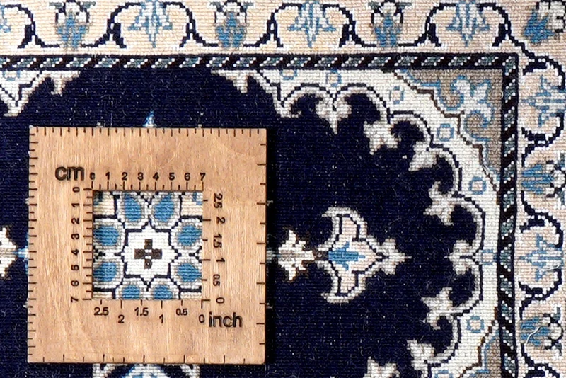 Nain 12La · Handgeknüpft – Blau, 59x37 cm