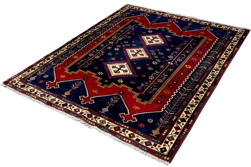 Afshar · Handgeknüpft – Blau, 210x165 cm