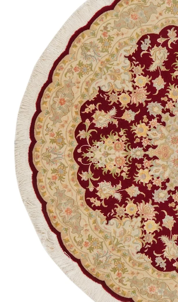 Tabriz Round · Handgeknüpft – Rot, 146x146 cm