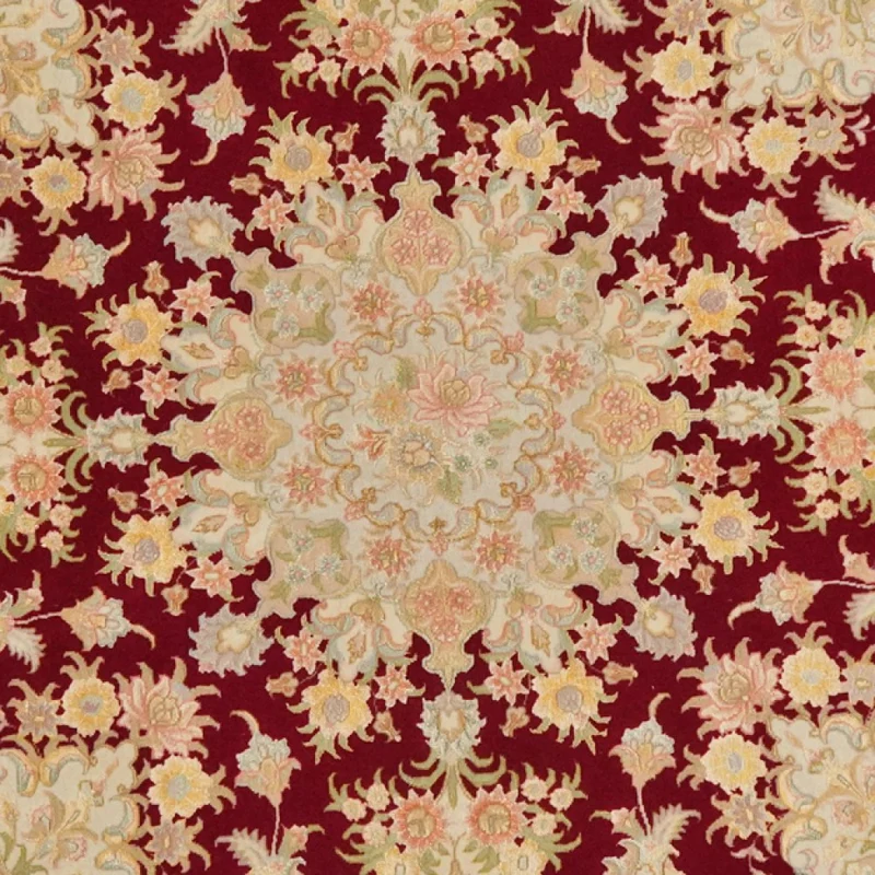 Tabriz Round · Handgeknüpft – Rot, 146x146 cm