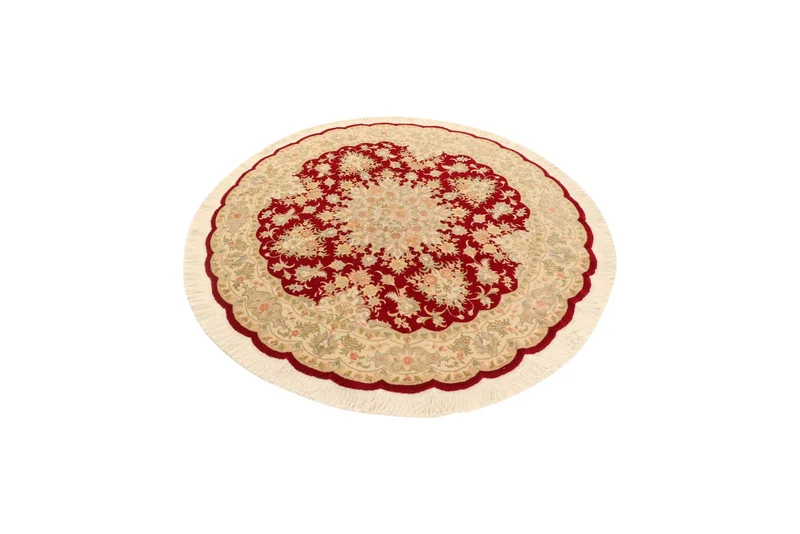 Tabriz Round · Handgeknüpft – Rot, 146x146 cm