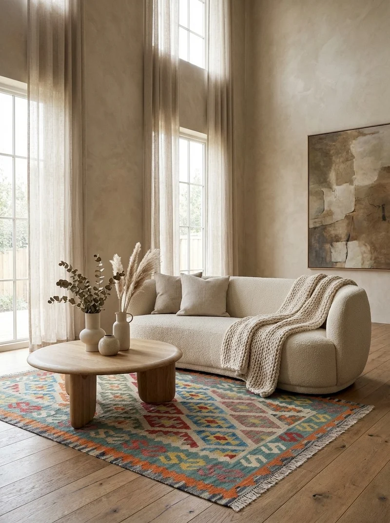 Kelim Gashgai · Handgewebt – Beige, 181x125 cm