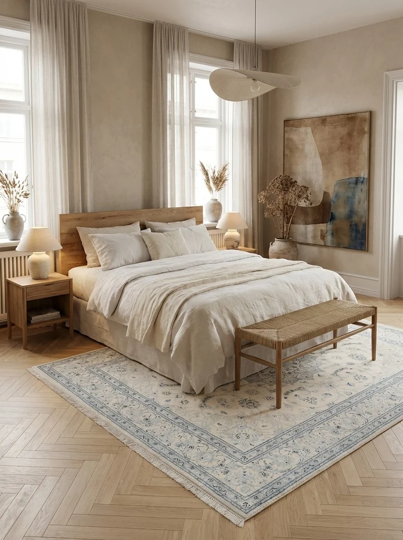 Nain 12La · Handgeknüpft – Beige, 300x255 cm