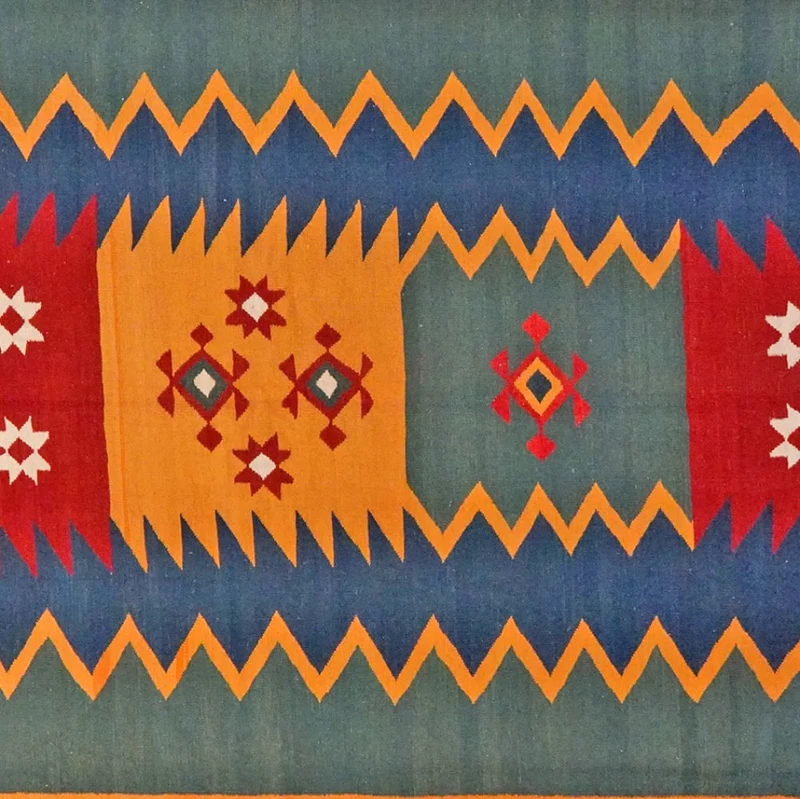 Kelim Gashgai · Handgewebt – Bunt, 399x325 cm