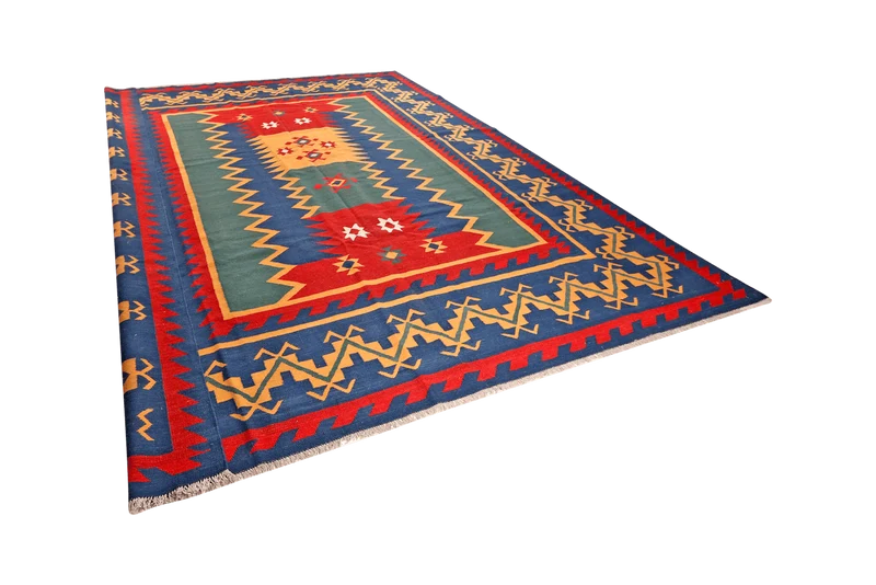 Kelim Gashgai · Handgewebt – Bunt, 399x325 cm