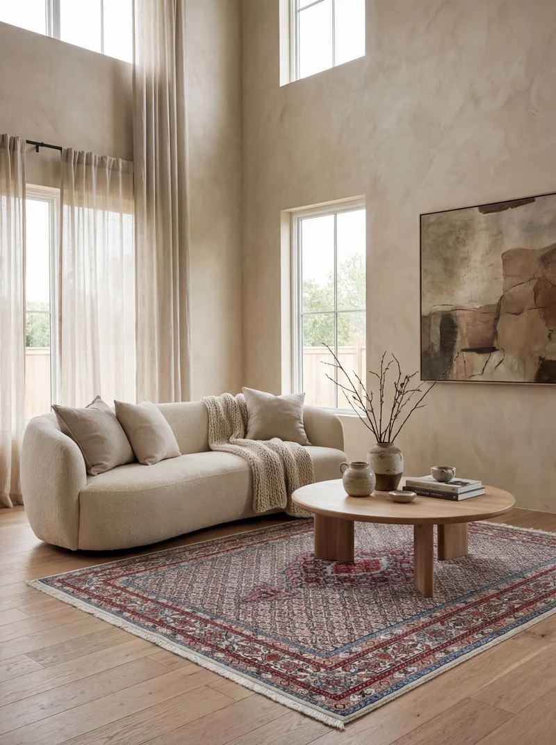 Moud Mahi · Handgeknüpft – Beige, 205x144 cm