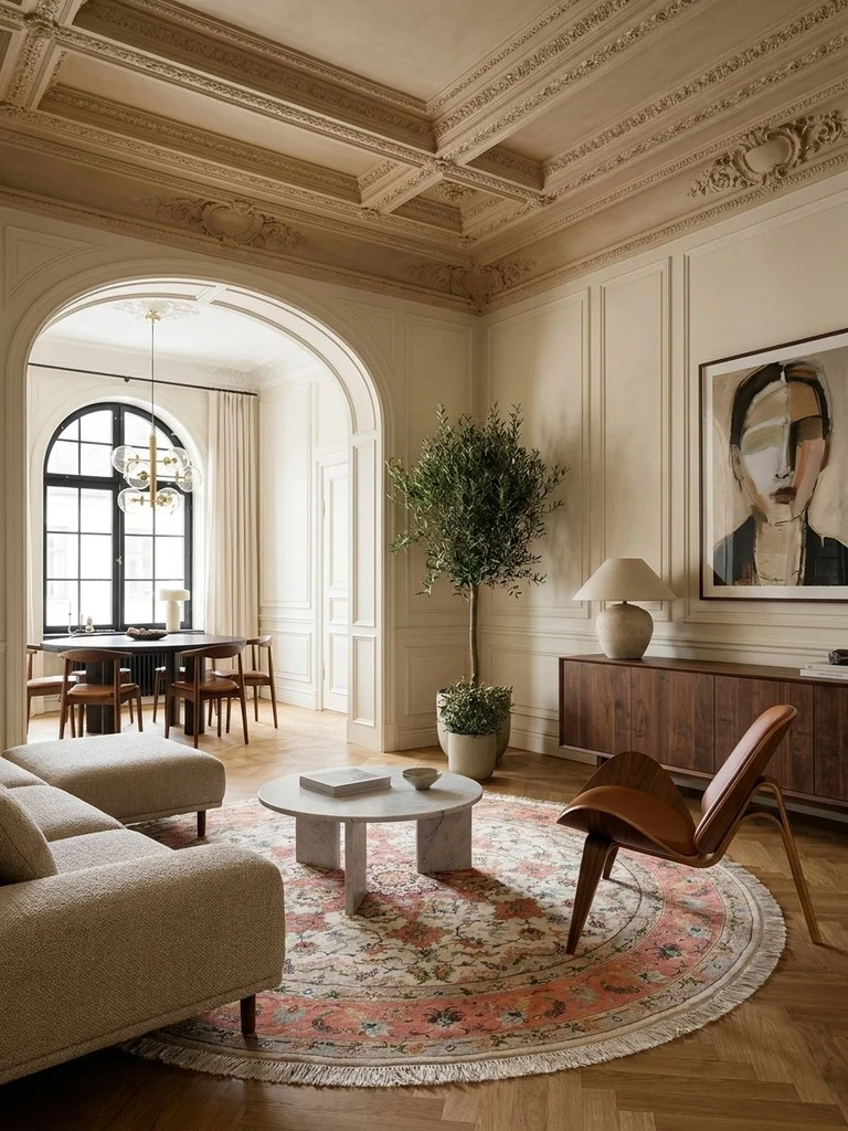 Tabriz Round · Handgeknüpft – Beige, 200x200 cm