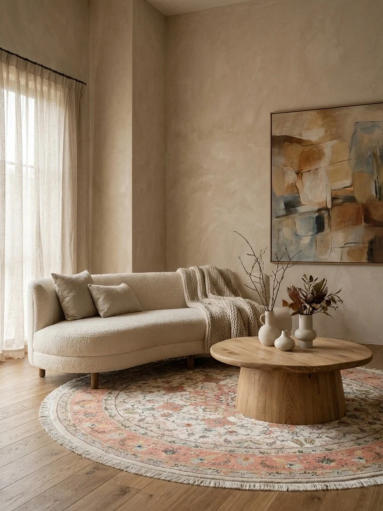 Tabriz Round · Handgeknüpft – Beige, 200x200 cm