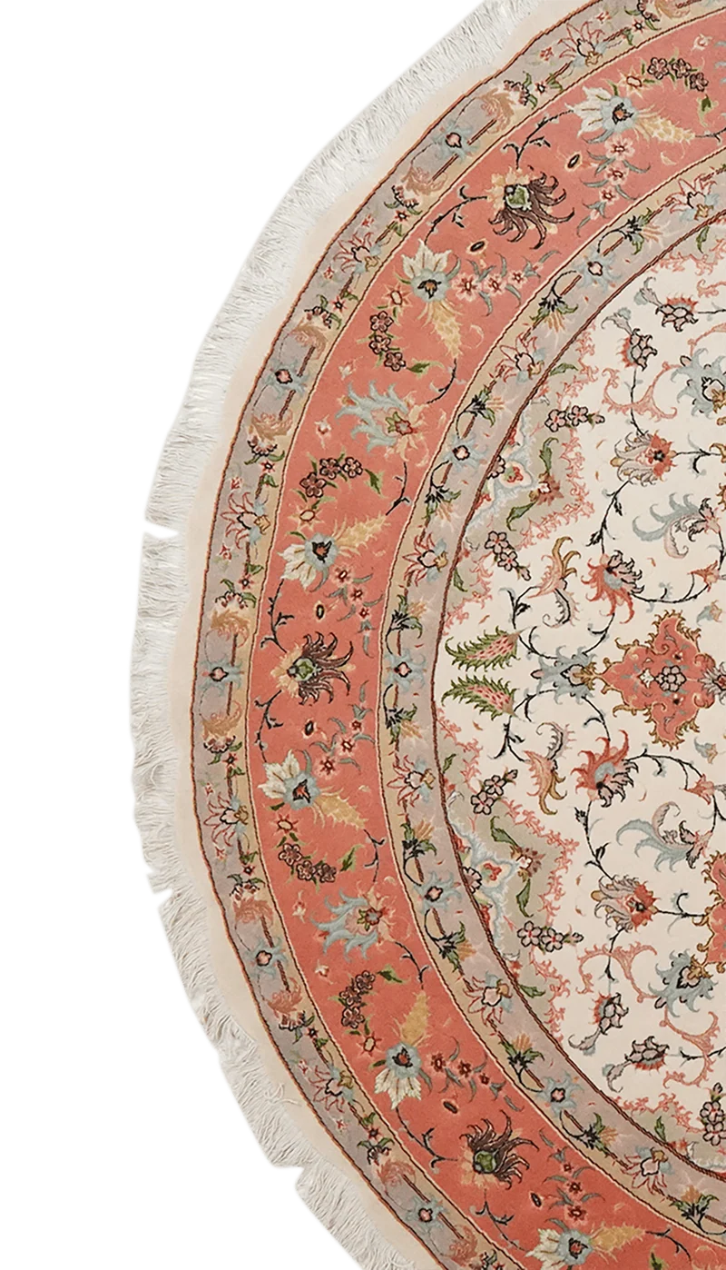 Tabriz Round · Handgeknüpft – Beige, 200x200 cm