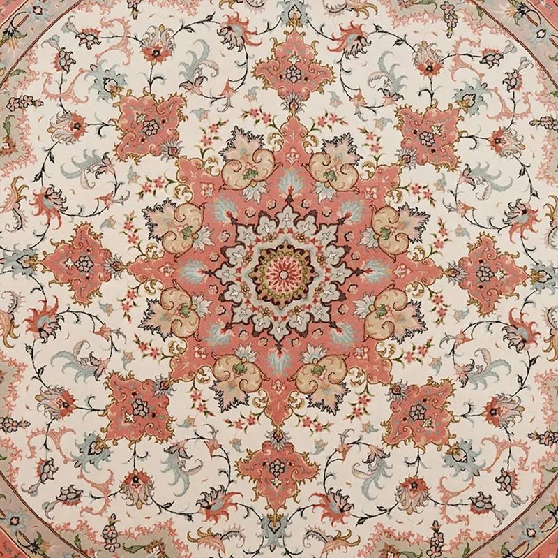Tabriz Round · Handgeknüpft – Beige, 200x200 cm