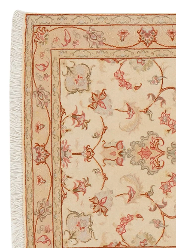 Tabriz 50 Raj · Handgeknüpft – Beige, 110x72 cm