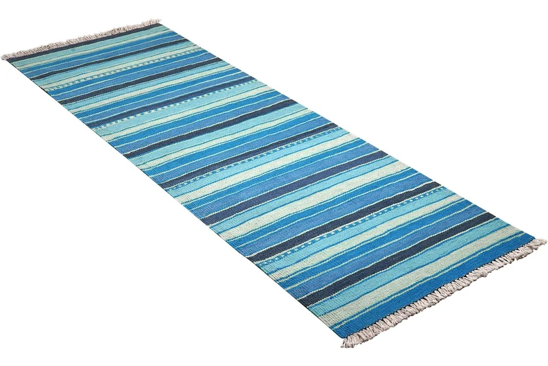Kelim Gashgai · Handgewebt – Blau, 196x65 cm