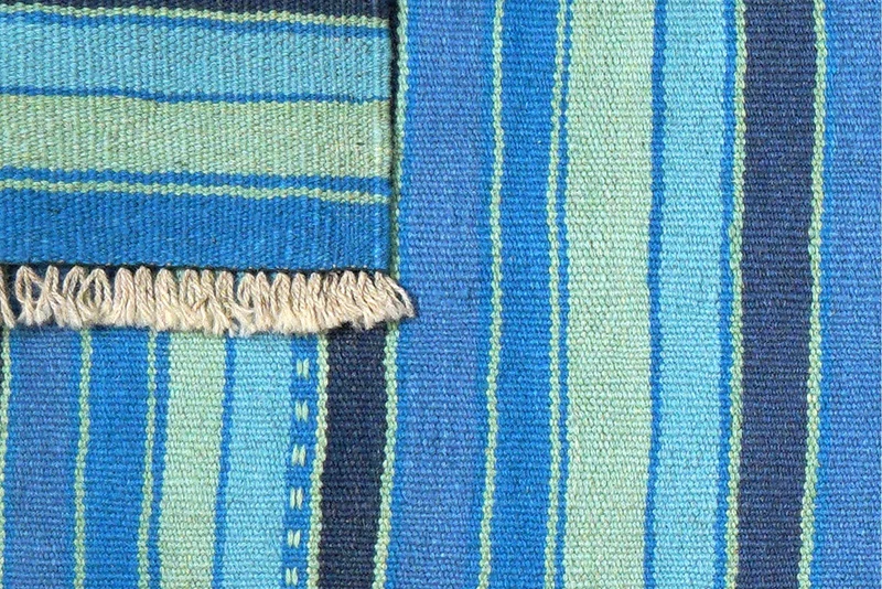 Kelim Gashgai · Handgewebt – Blau, 196x65 cm