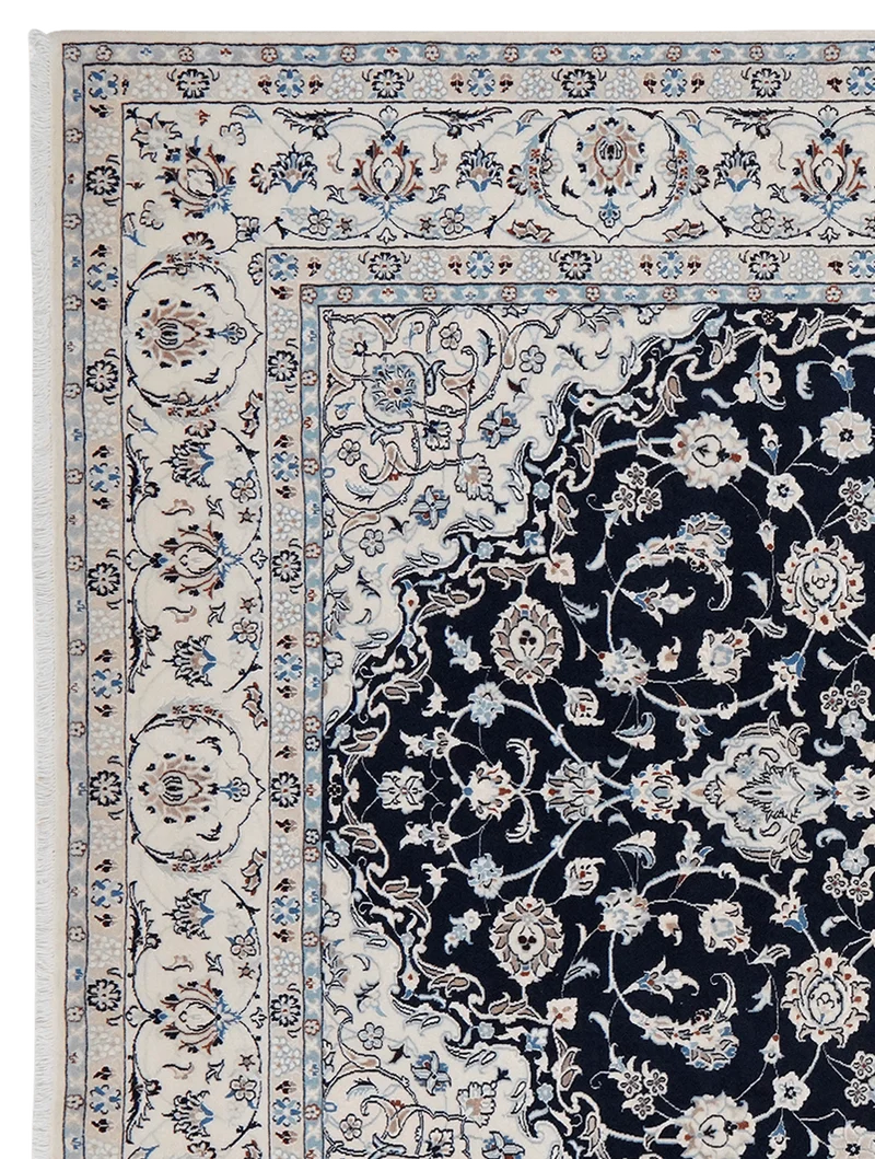 Nain 9La · Handgeknüpft – Blau, 305x200 cm