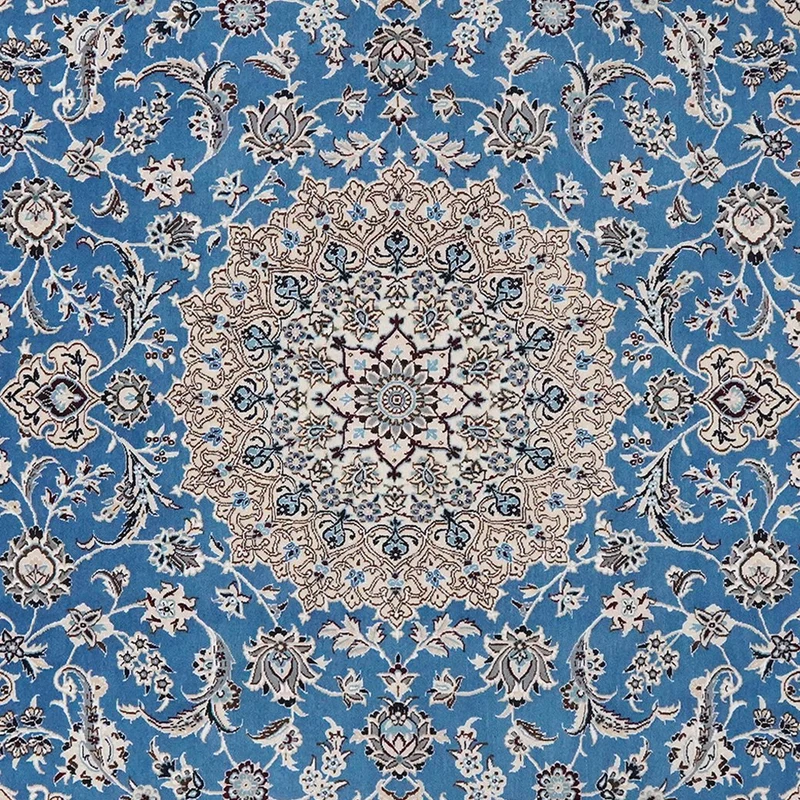 Nain 9La · Handgeknüpft – Blau, 313x207 cm
