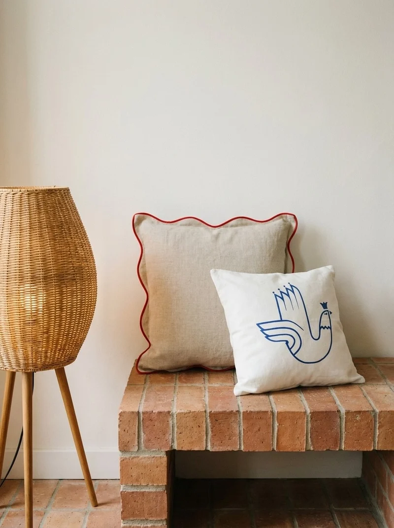 Kelim Kissen · Handgefertigt – Beige, 50x50 cm