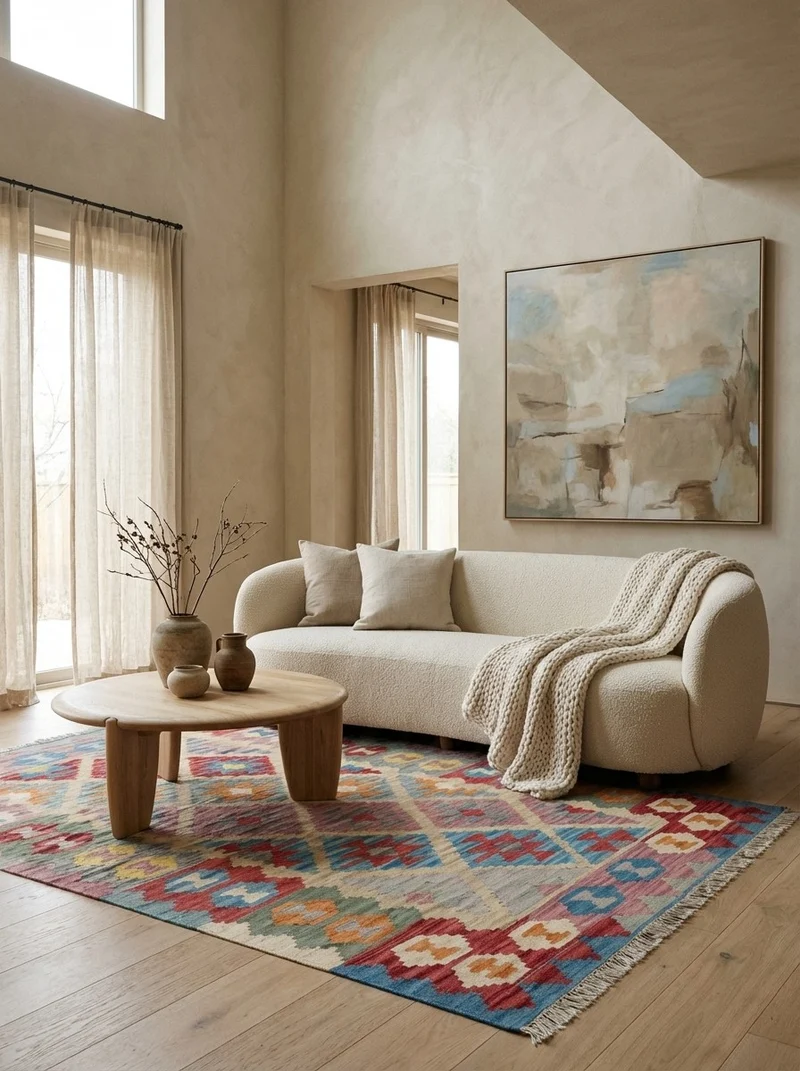 Kelim Gashgai · Handgewebt – Beige, 189x122 cm