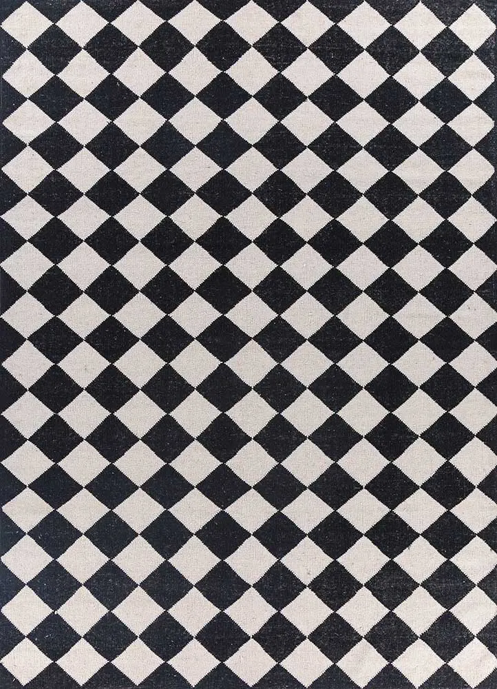 Wollteppich - 182 x 280 cm - schwarz-weiß