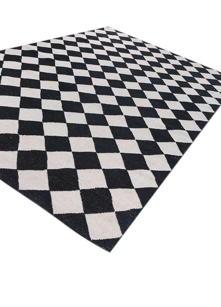 Wollteppich - 182 x 280 cm - schwarz-weiß