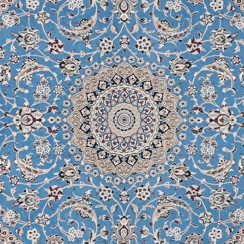 Nain 9La · Handgeknüpft – Blau, 210x203 cm