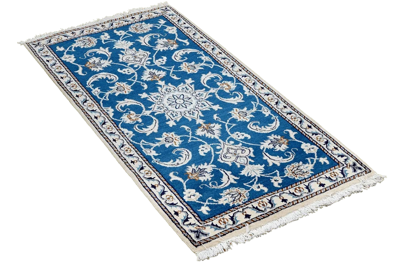 Nain 12La · Handgeknüpft – Blau, 136x72 cm