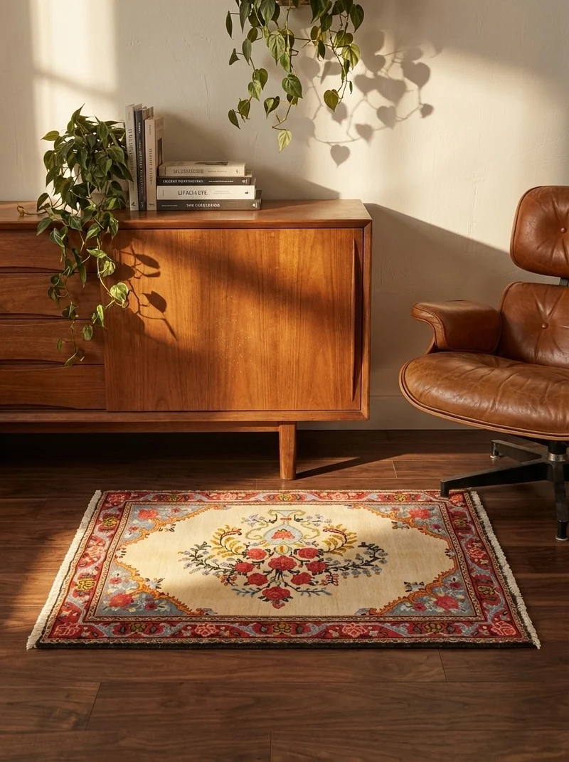 Kashan · Handgeknüpft – Beige, 84x63 cm