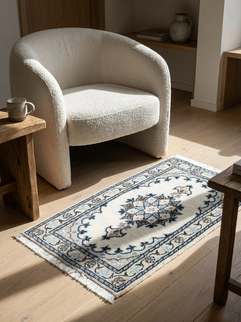 Nain 12La · Handgeknüpft – Beige, 59x39 cm