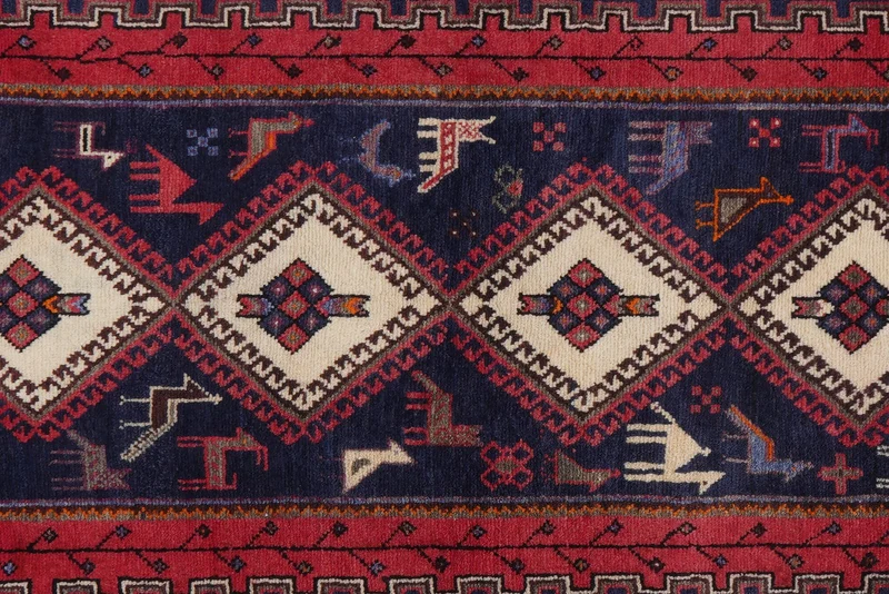 Afshar · Handgeknüpft – Blau, 214x105 cm