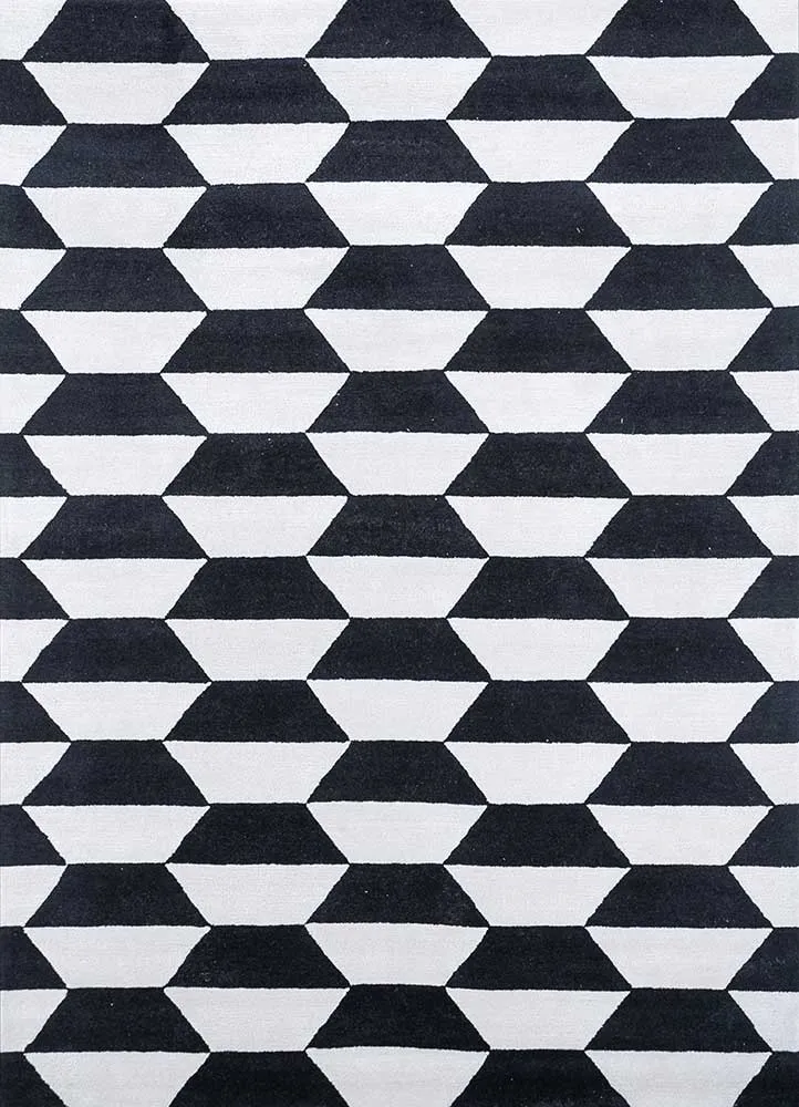 Wollteppich - 240 x 330 cm - schwarz-weiß
