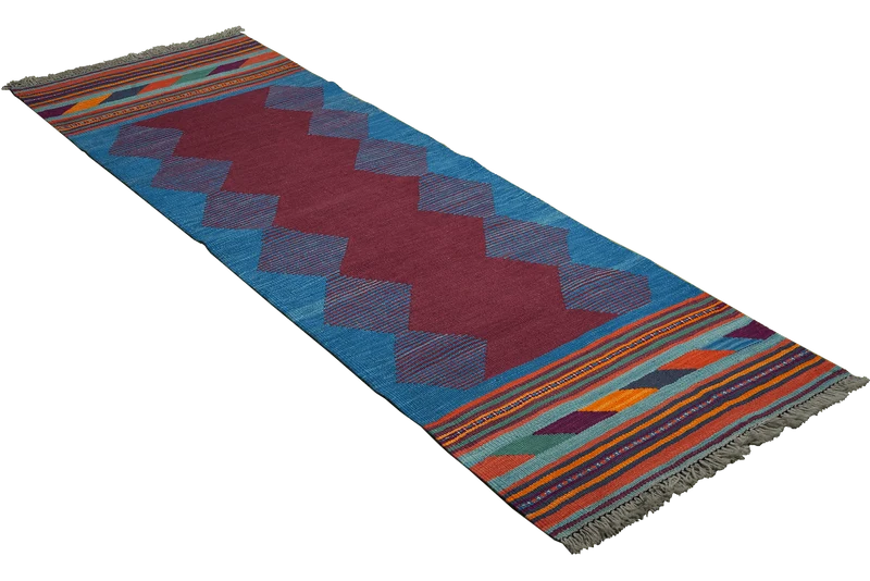 Kelim Gashgai · Handgewebt – Violett, 210x66 cm