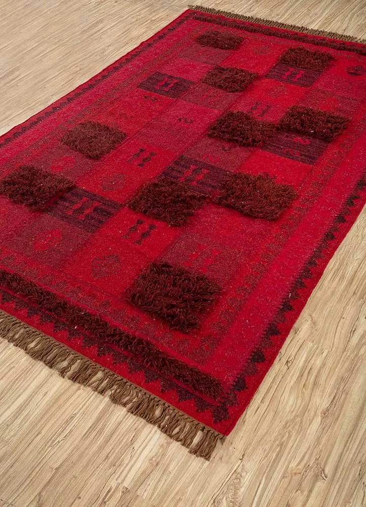 Wollteppich - 150 x 225 cm - rot