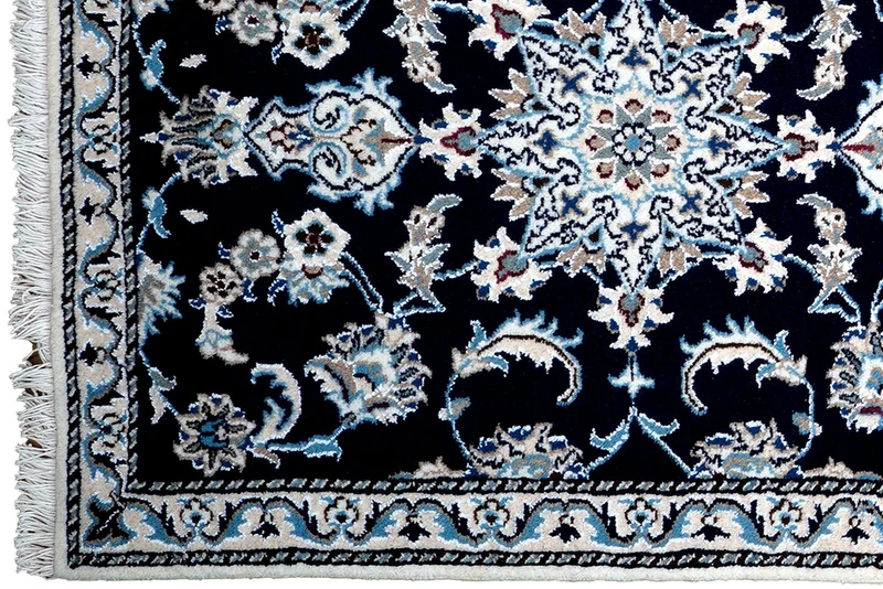 Nain 12La · Handgeknüpft – Blau, 289x75 cm