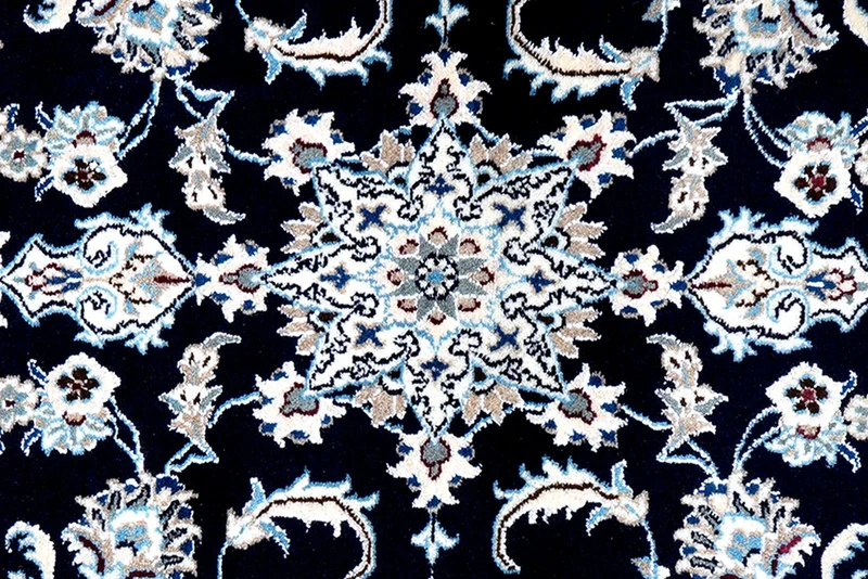 Nain 12La · Handgeknüpft – Blau, 289x75 cm