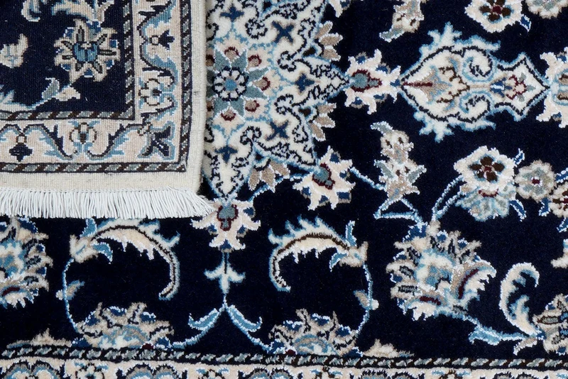 Nain 12La · Handgeknüpft – Blau, 289x75 cm