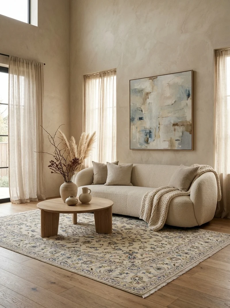 Kashan · Handgeknüpft – Beige, 210x141 cm