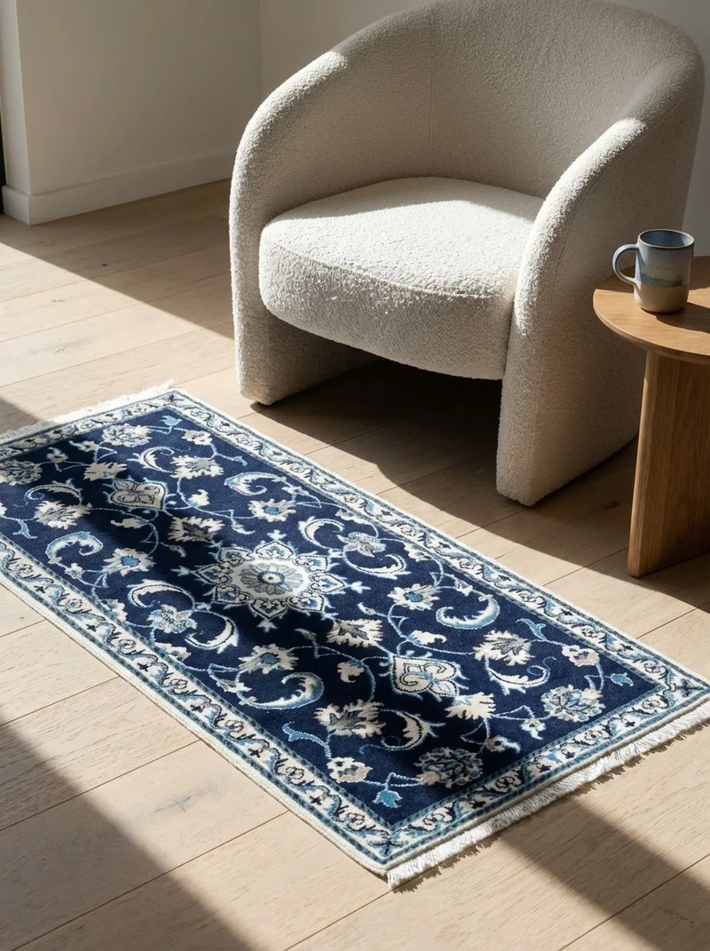 Nain 12La · Handgeknüpft – Blau, 136x67 cm