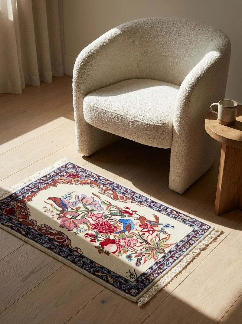 Isfahan · Handgeknüpft – Beige, 52x39 cm