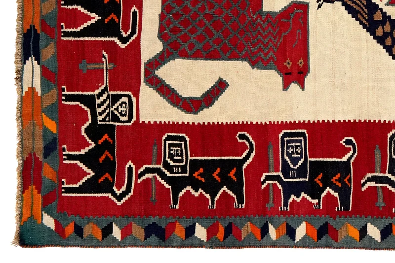 Kelim Gashgai Old · Handgewebt – Beige, 221x151 cm