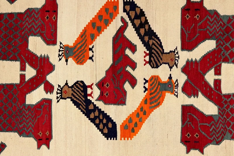Kelim Gashgai Old · Handgewebt – Beige, 221x151 cm