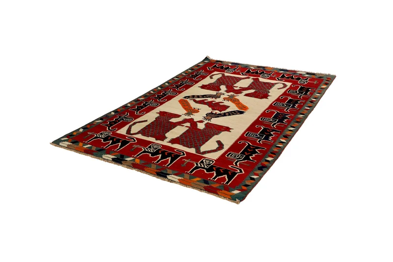 Kelim Gashgai Old · Handgewebt – Beige, 221x151 cm