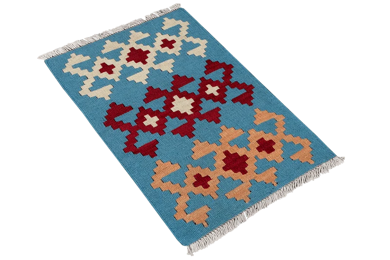 Kelim Gashgai · Handgewebt – Blau, 65x43 cm