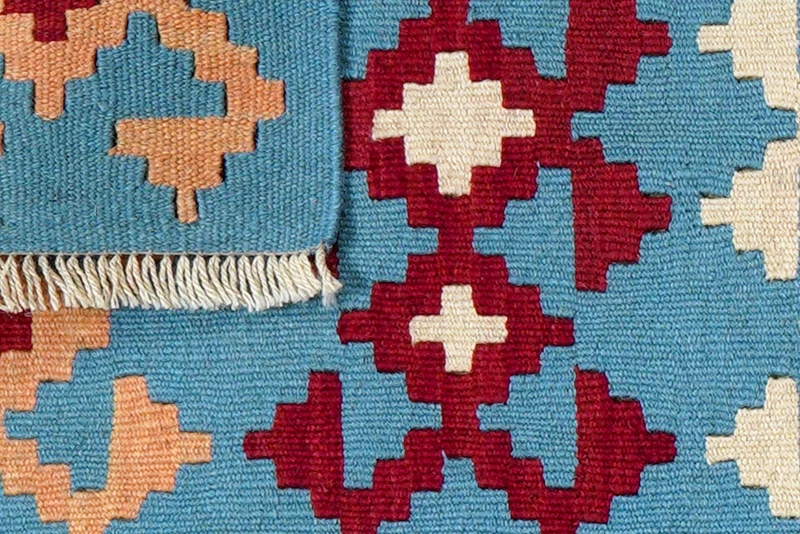 Kelim Gashgai · Handgewebt – Blau, 65x43 cm