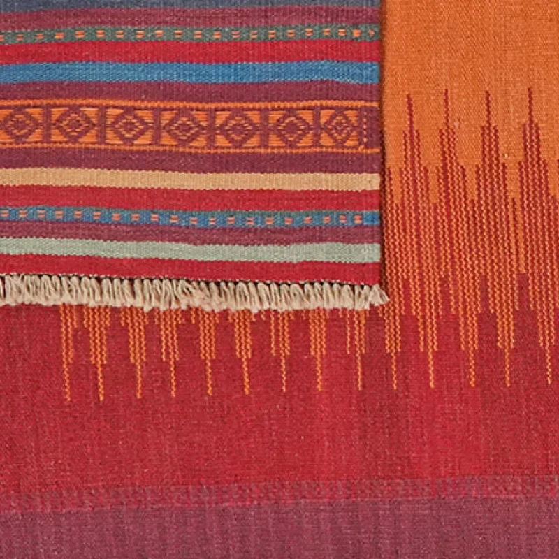 Kelim Gashgai · Handgewebt – Orange, 249x107 cm