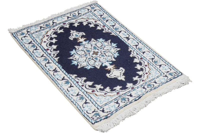 Nain 12La · Handgeknüpft – Blau, 59x39 cm