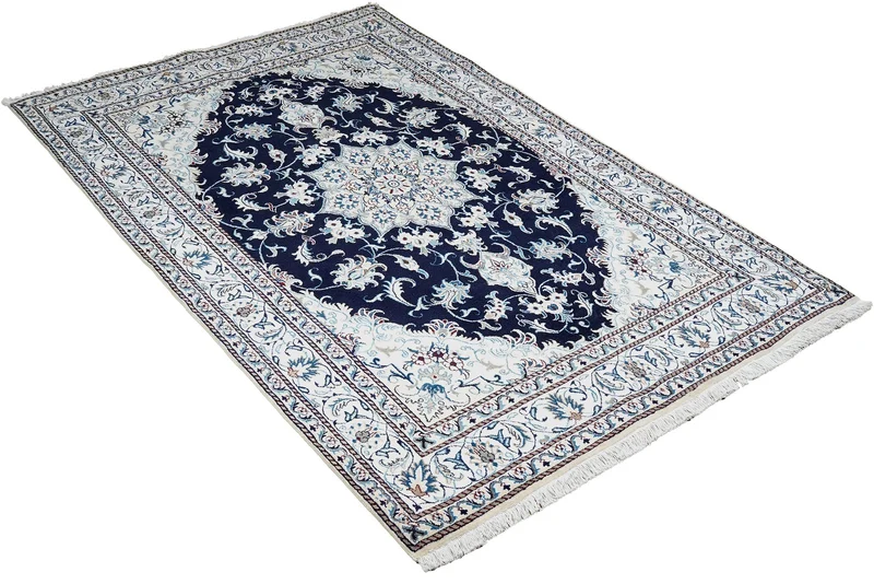 Nain 12La · Handgeknüpft – Blau, 235x165 cm