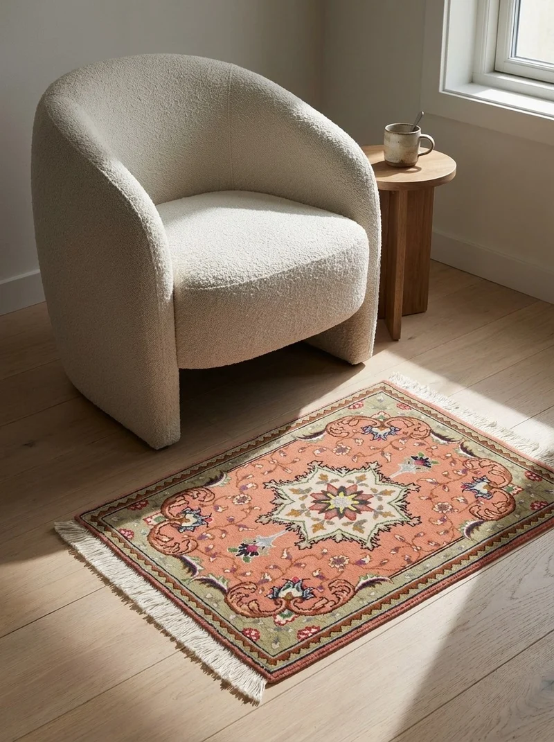 Tabriz 50 Raj · Handgeknüpft – Rot, 47x39 cm