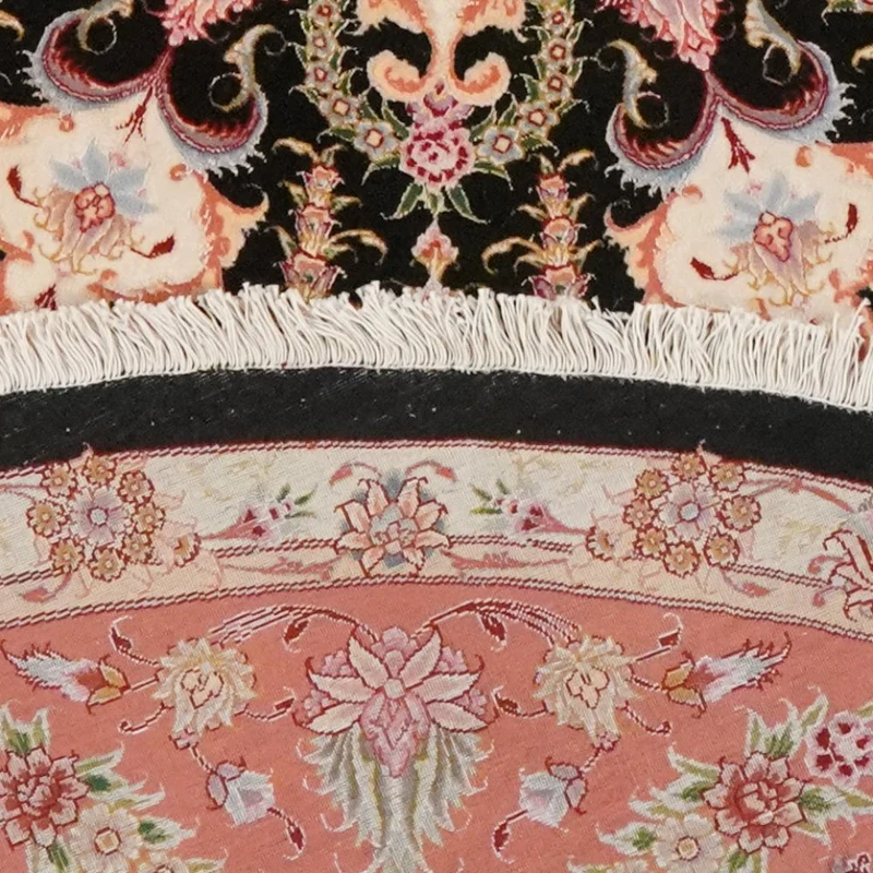 Tabriz Round · Handgeknüpft – Schwarz, 244x244 cm