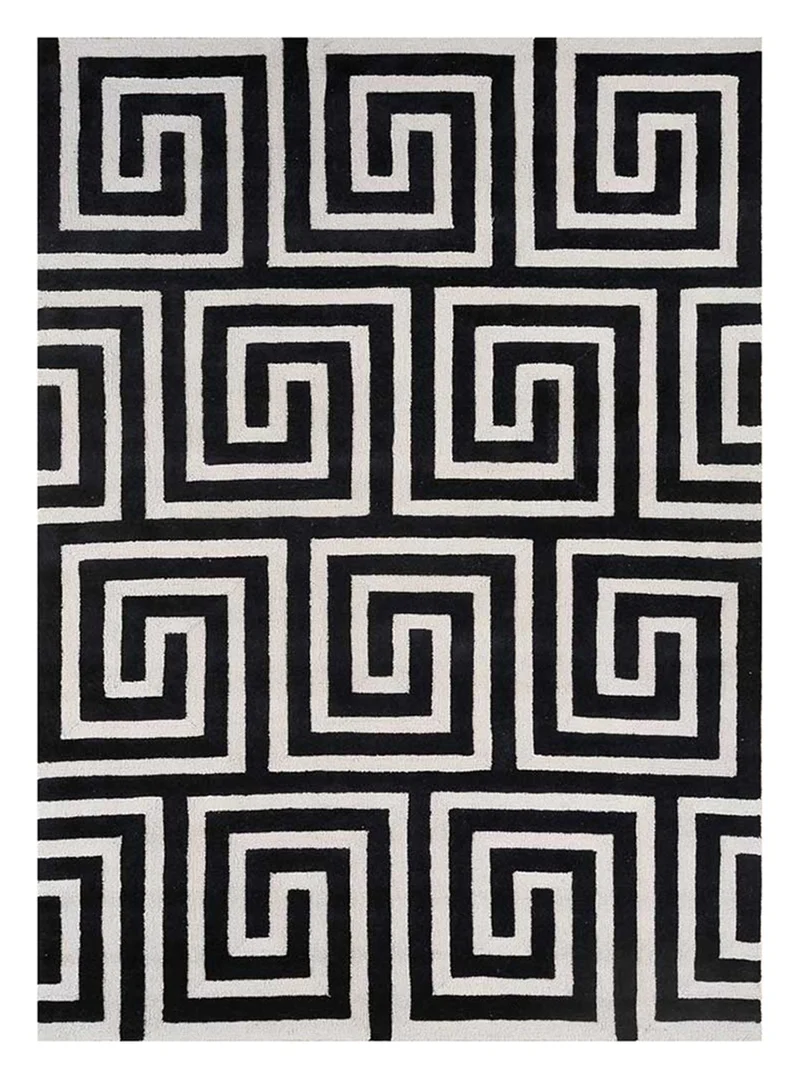 Wollteppich - 240 x 330 cm - schwarz-weiß